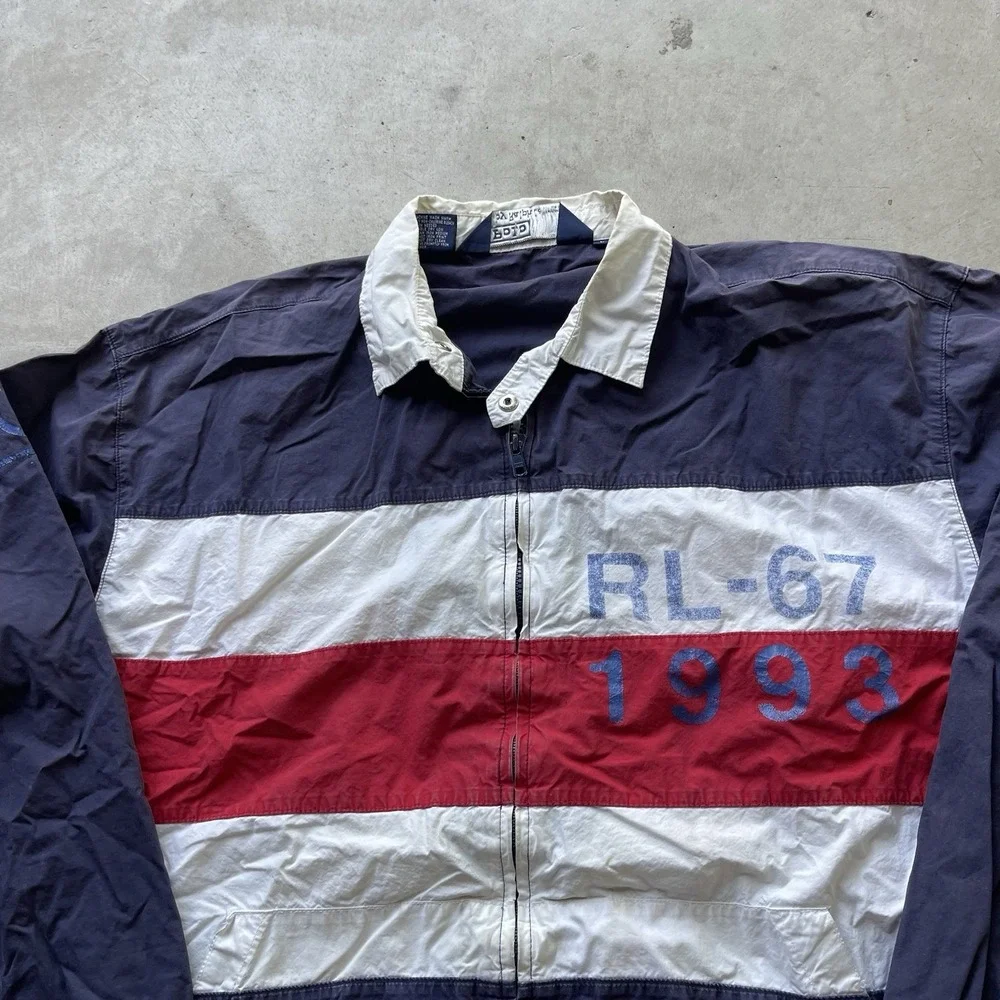 Vintage Polo Ralph Lauren Jacket Mens L CP93 Stadium RL-67 1993 Flag Windbreaker